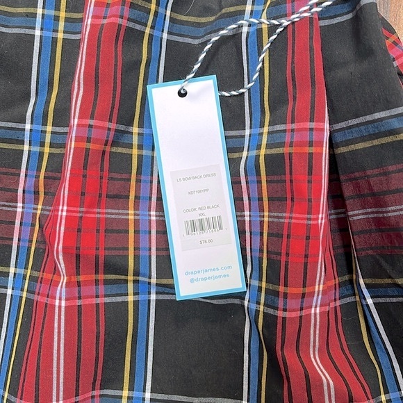 Draper James RSVP plaid tie waist holiday dress with keyhole back size XXL NWT - Picture 3 of 8